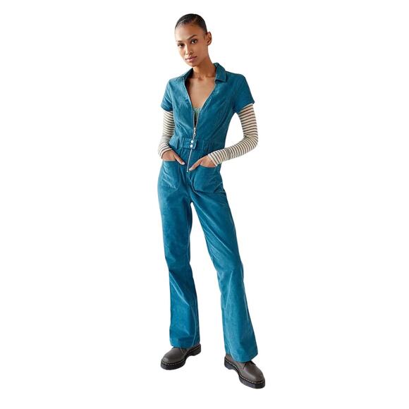 BDG Pants - BDG Rue Corduroy Jumpsuit  Zip Front Jumpsuit Flare Size S -